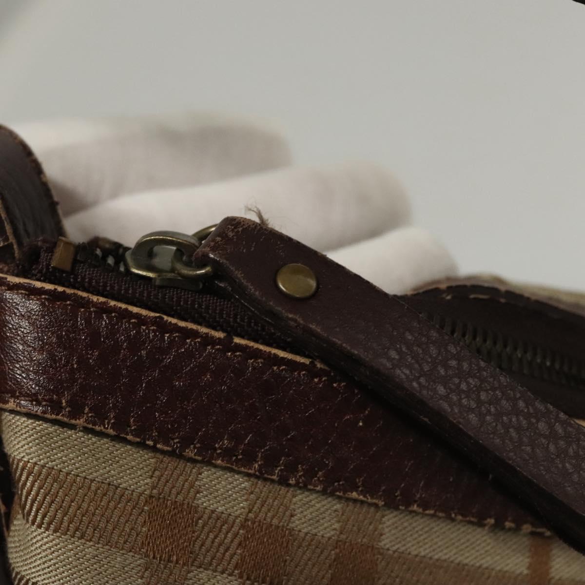 BURBERRY Nova Check Shoulder Bag Canvas Beige Gold Auth 116276