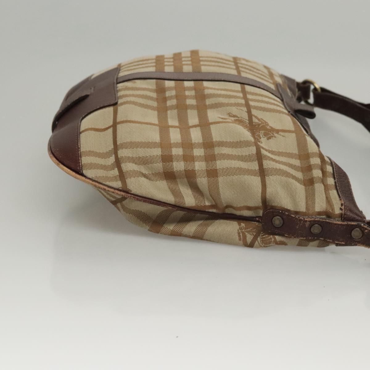 BURBERRY Nova Check Shoulder Bag Canvas Beige Gold Auth 116276