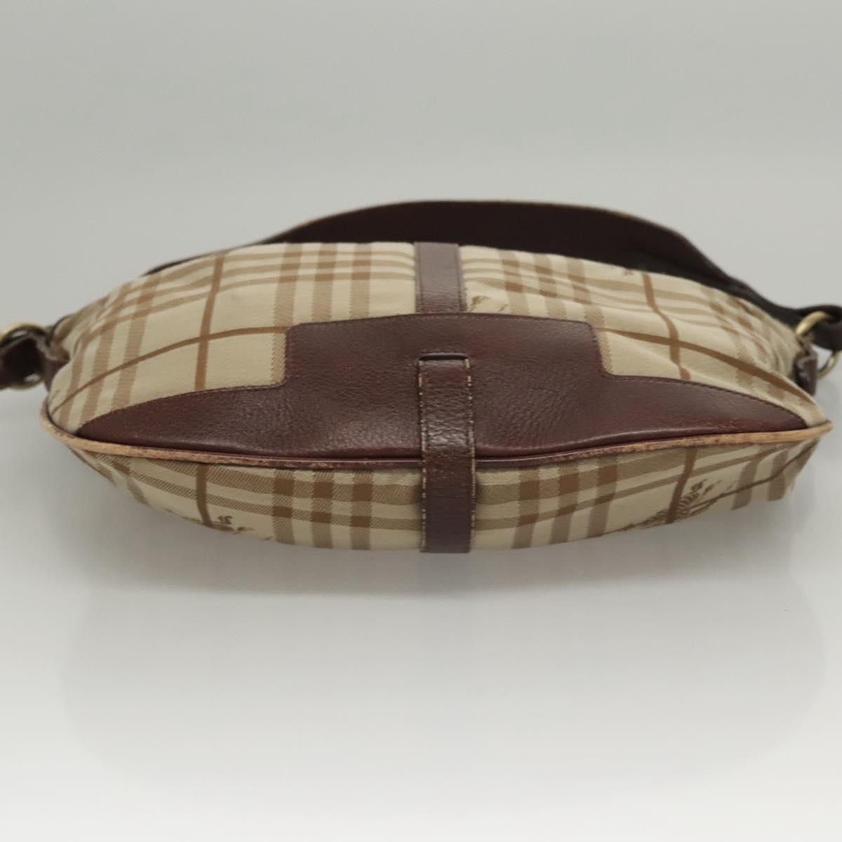 BURBERRY Nova Check Shoulder Bag Canvas Beige Gold Auth 116276
