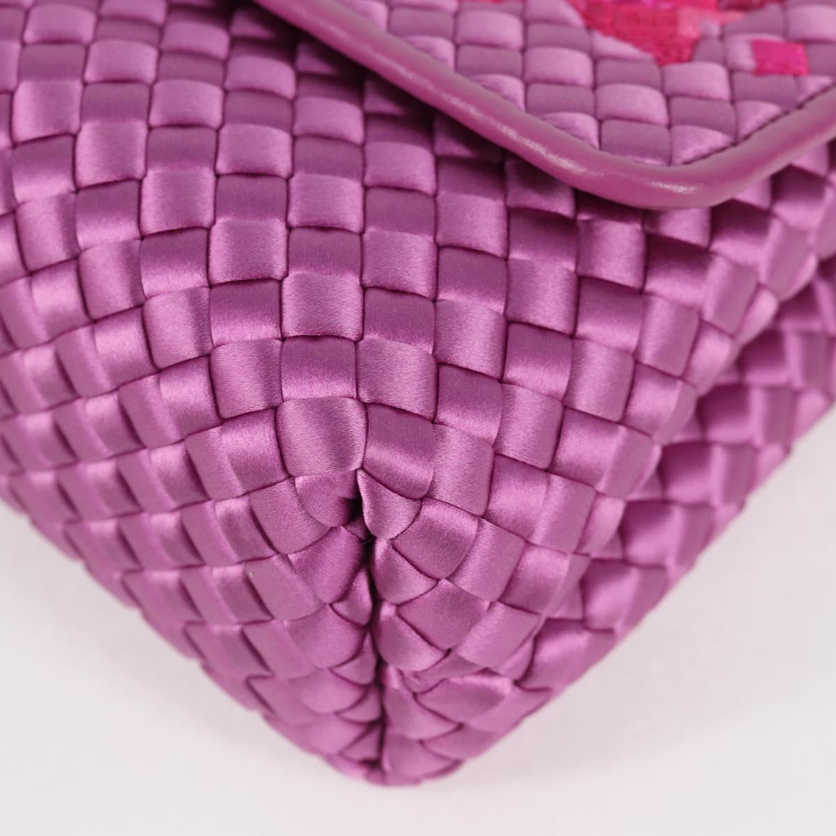 BOTTEGAVENETA INTRECCIATO Chain Shoulder Bag Leather Purple Auth 116278AM