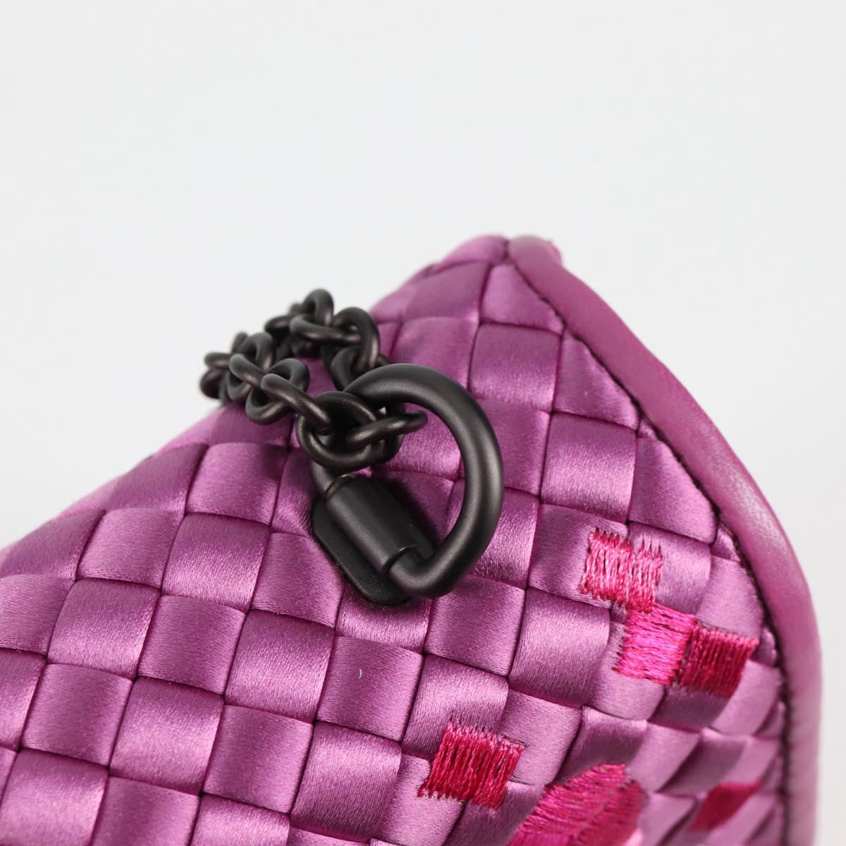 BOTTEGAVENETA INTRECCIATO Chain Shoulder Bag Leather Purple Auth 116278AM