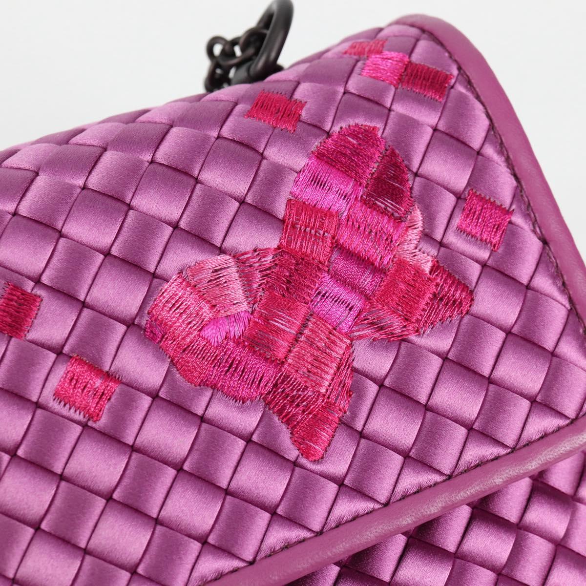BOTTEGAVENETA INTRECCIATO Chain Shoulder Bag Leather Purple Auth 116278SAM