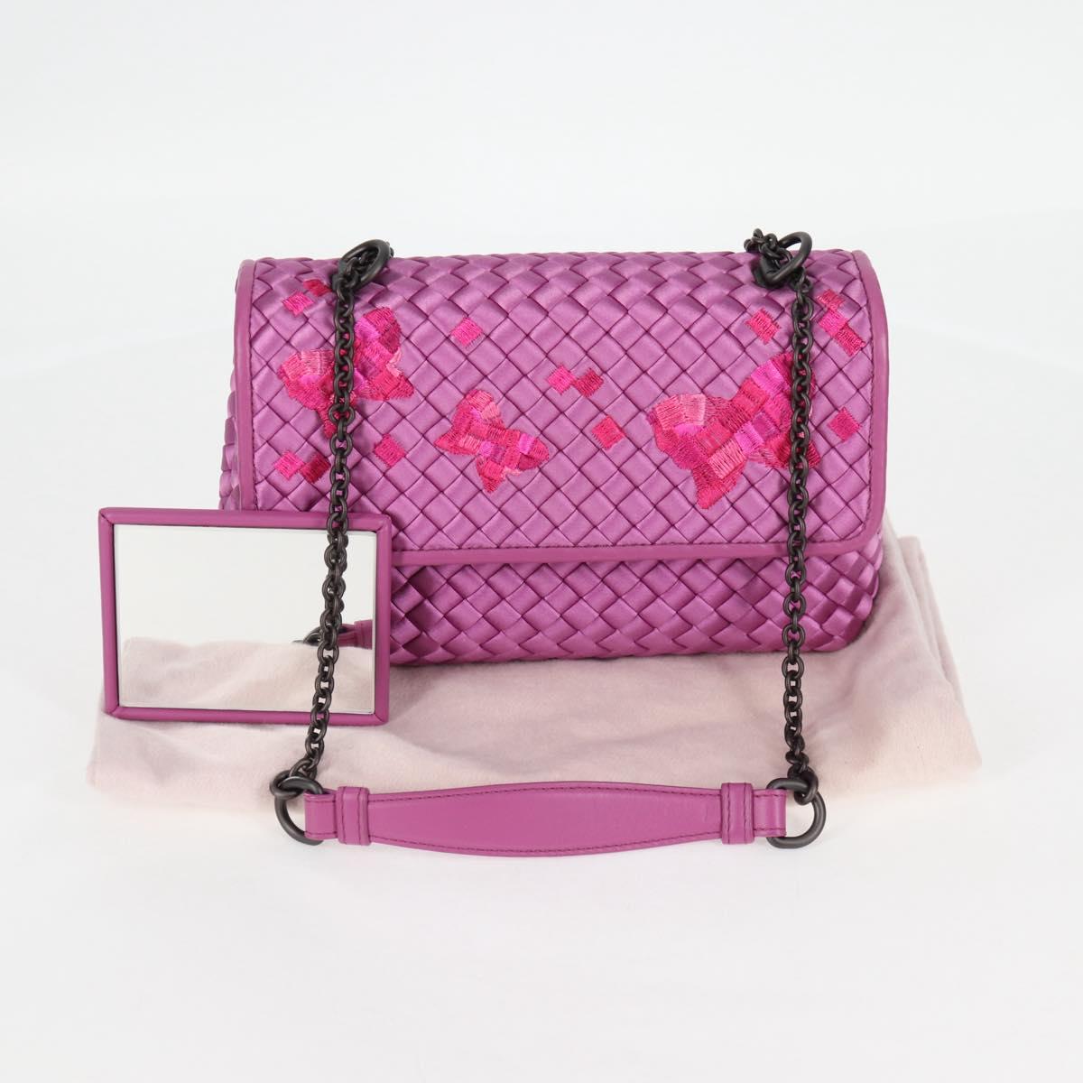 BOTTEGAVENETA INTRECCIATO Chain Shoulder Bag Leather Purple Auth 116278SAM