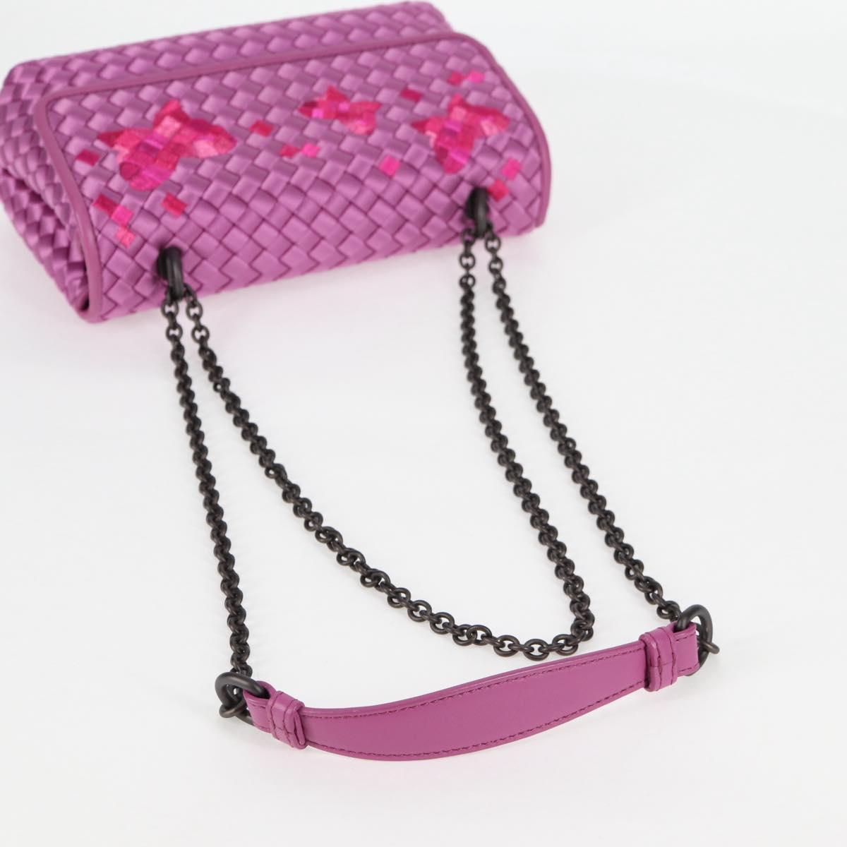 BOTTEGAVENETA INTRECCIATO Chain Shoulder Bag Leather Purple Auth 116278AM