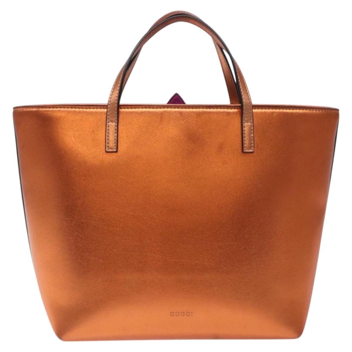 GUCCI Hand Bag Leather Bronze 580840 Auth 116280