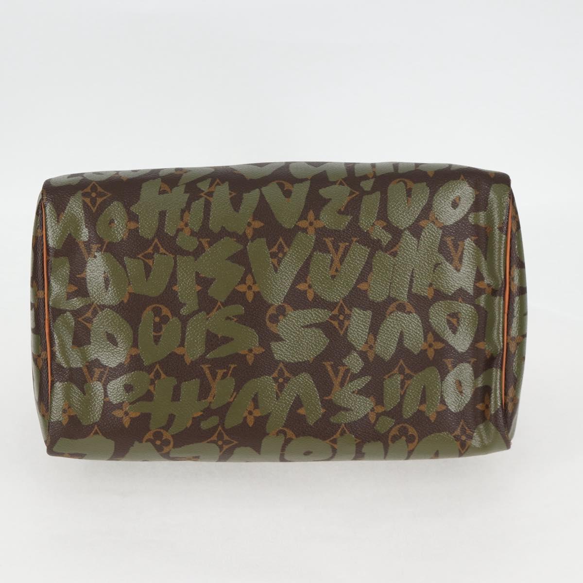 LOUIS VUITTON Monogram Graffiti Speedy 30 Bag Green Khaki M92194 Auth 116281AM