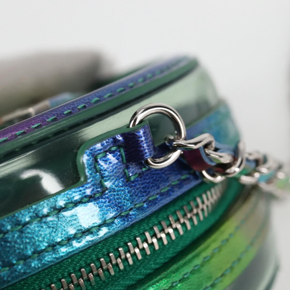 CHANEL CC filigree Chain Shoulder Bag Vinyl Silver Rainbow CC Auth 116287AM