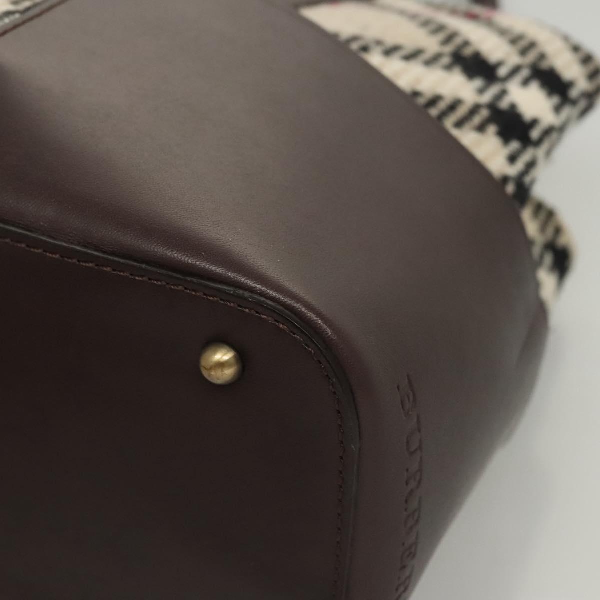 BURBERRY Nova Check Tote Bag Wool Beige Gold Auth 116293