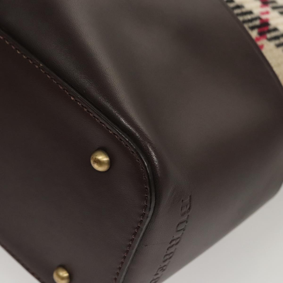 BURBERRY Nova Check Tote Bag Wool Beige Gold Auth 116293