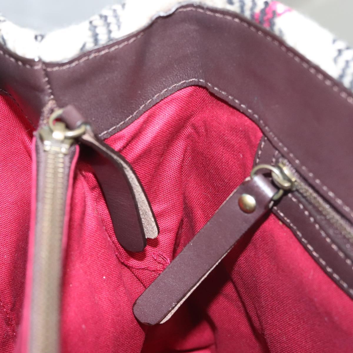 BURBERRY Nova Check Tote Bag Wool Beige Gold Auth 116293