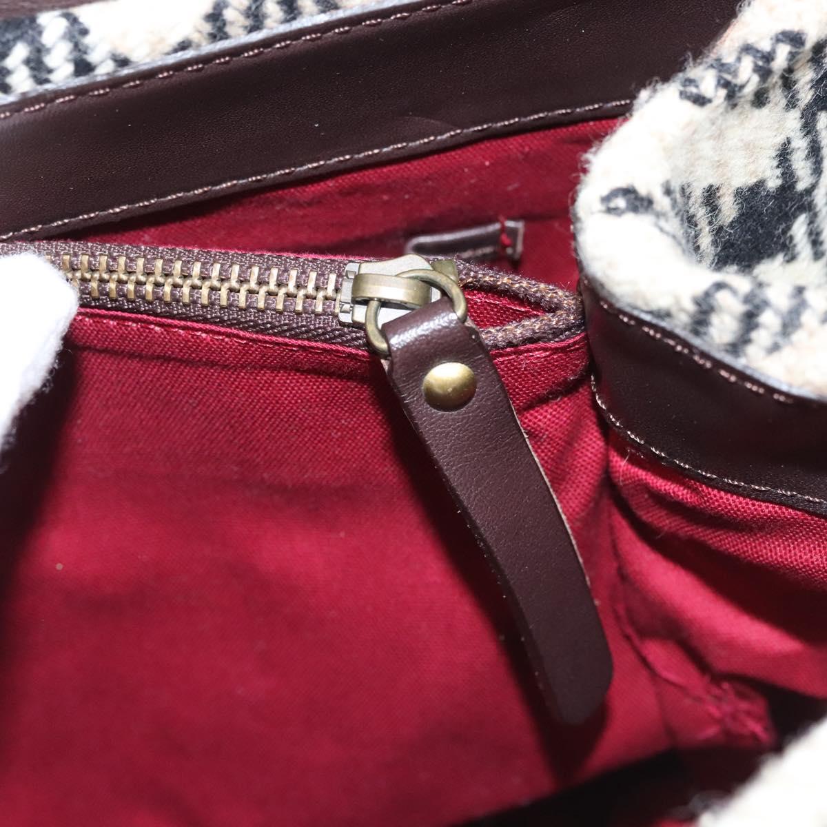 BURBERRY Nova Check Tote Bag Wool Beige Gold Auth 116293