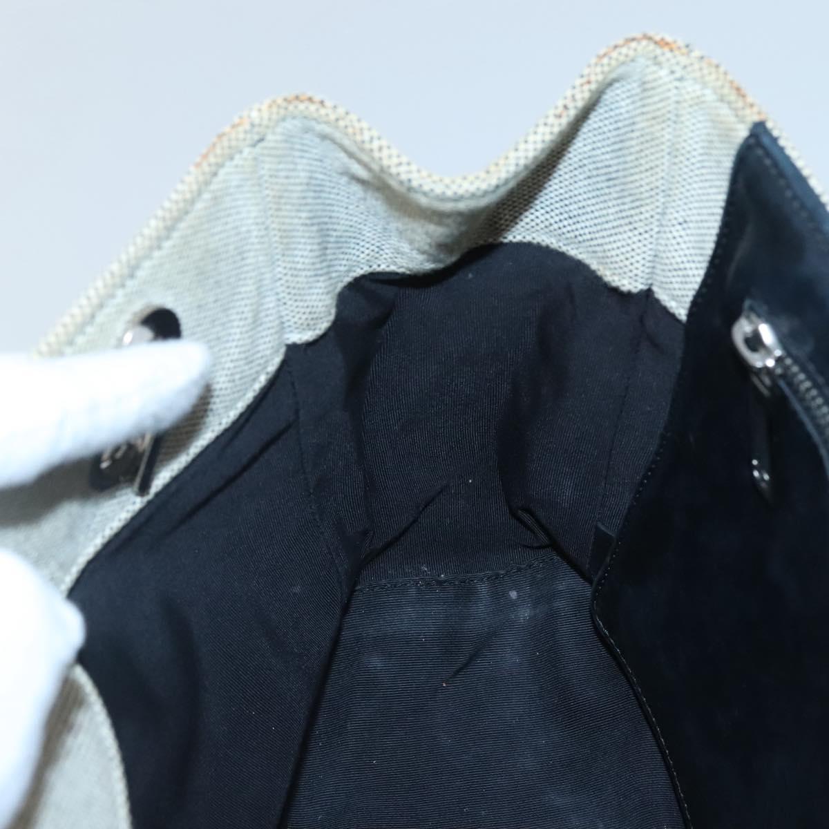 CHANEL Choco Bar Tote Bag Canvas Beige Yellow CC Auth 116301