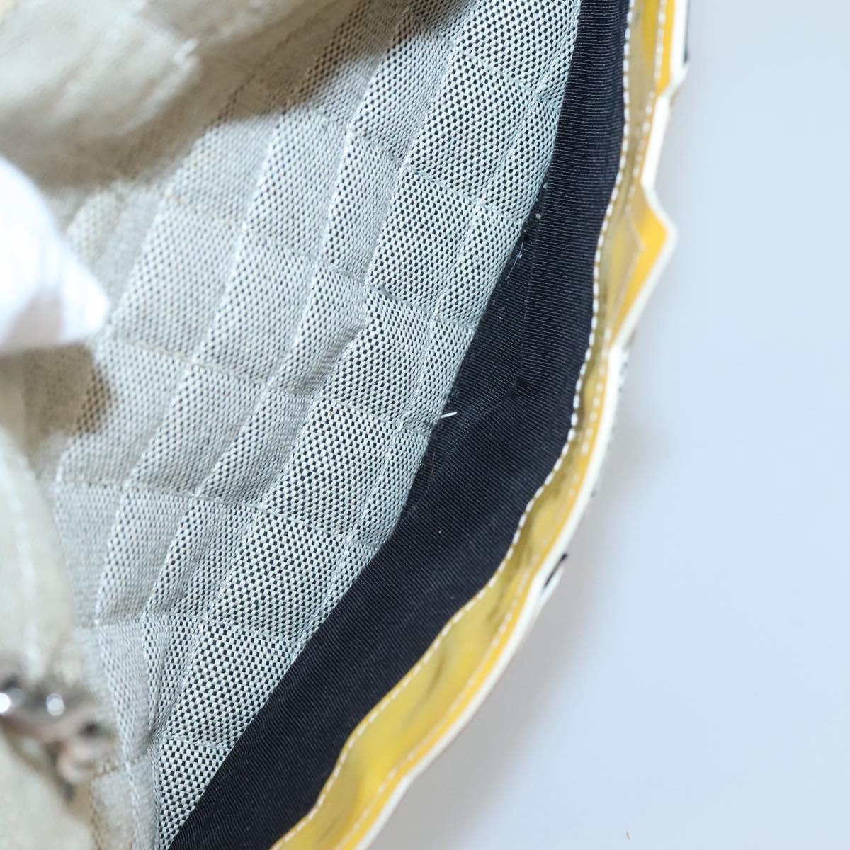 CHANEL Choco Bar Tote Bag Canvas Beige Yellow CC Auth 116301