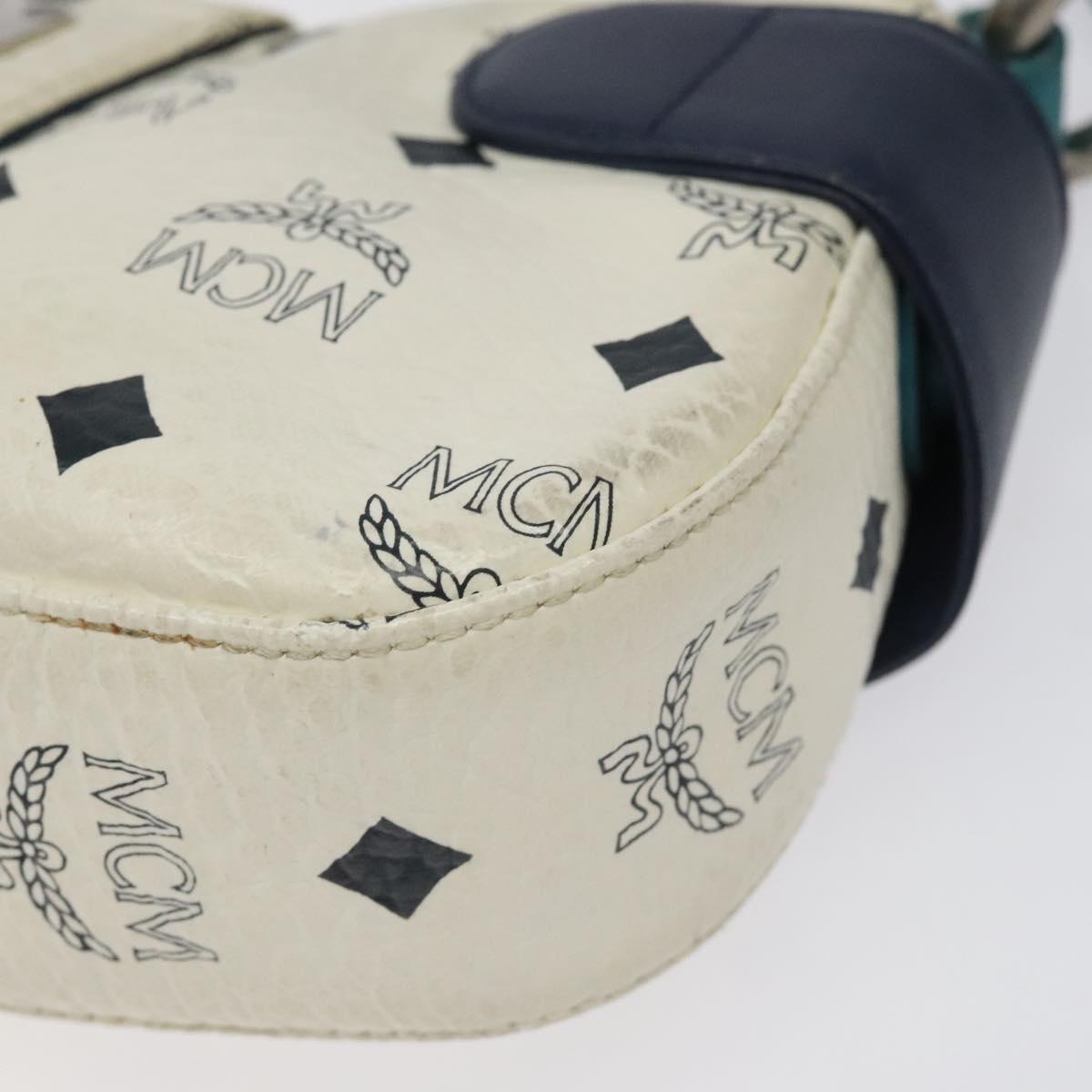 MCM Logogram Vicetos Shoulder Bag PVC Leather White Auth 116317