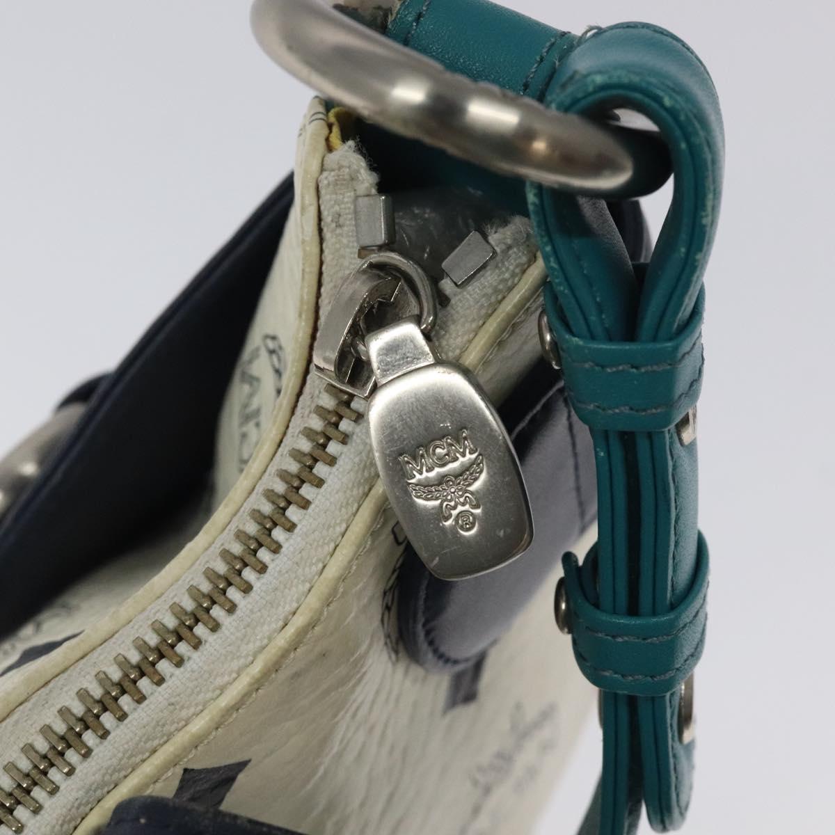 MCM Logogram Vicetos Shoulder Bag PVC Leather White Auth 116317