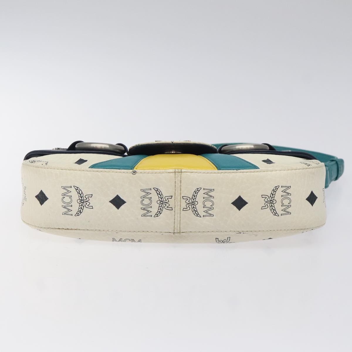 MCM Logogram Vicetos Shoulder Bag PVC Leather White Auth 116317