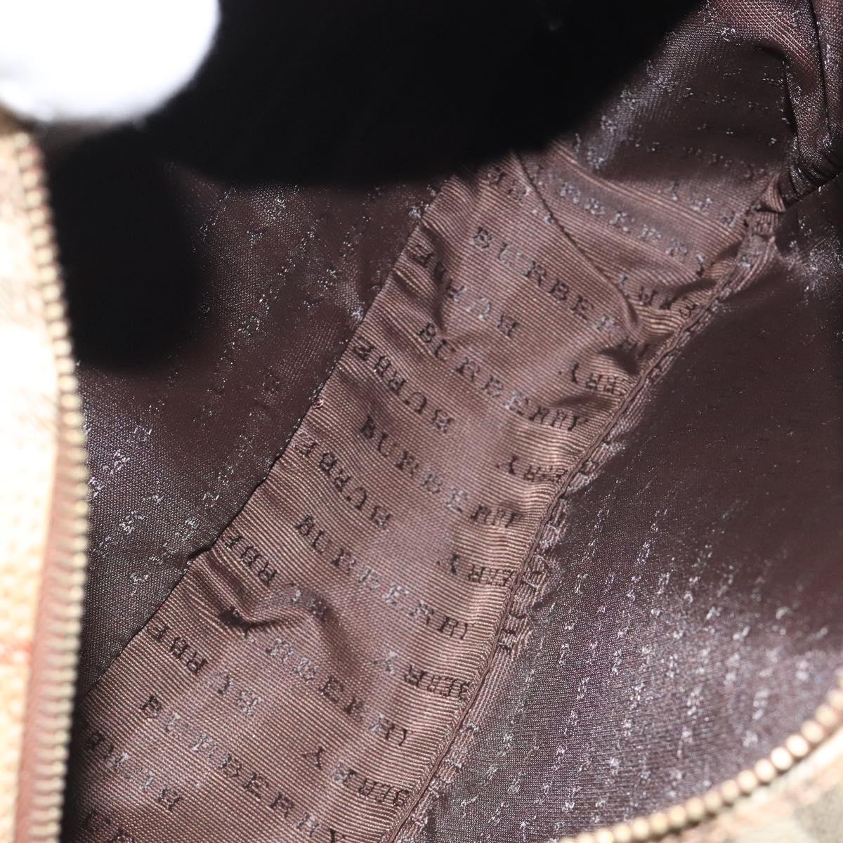 BURBERRY Nova Check Shoulder Bag PVC Beige Gold Auth 116326