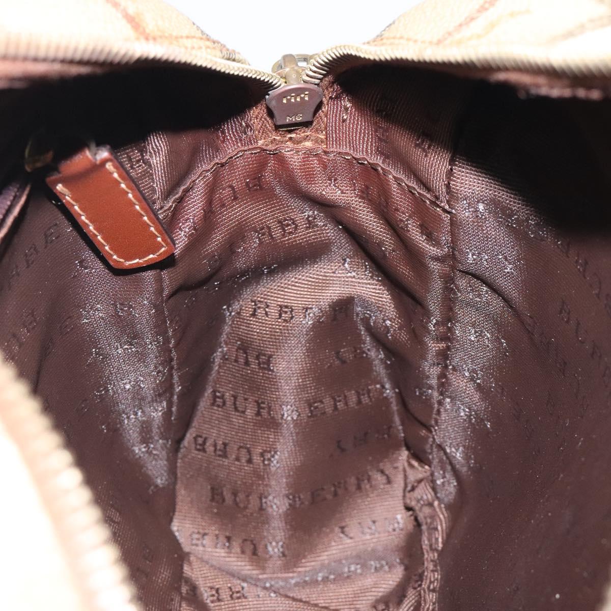 BURBERRY Nova Check Shoulder Bag PVC Beige Gold Auth 116326