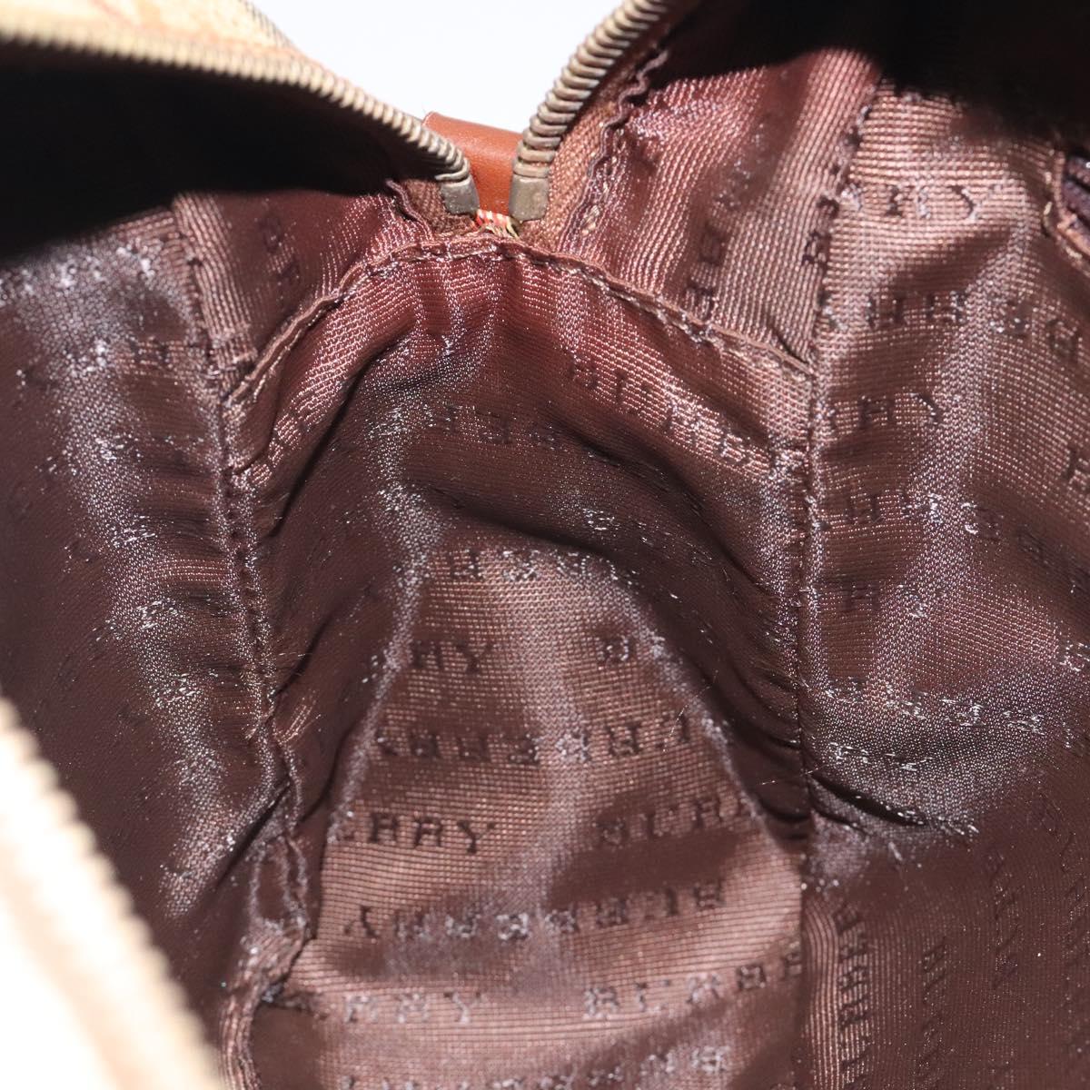 BURBERRY Nova Check Shoulder Bag PVC Beige Gold Auth 116326