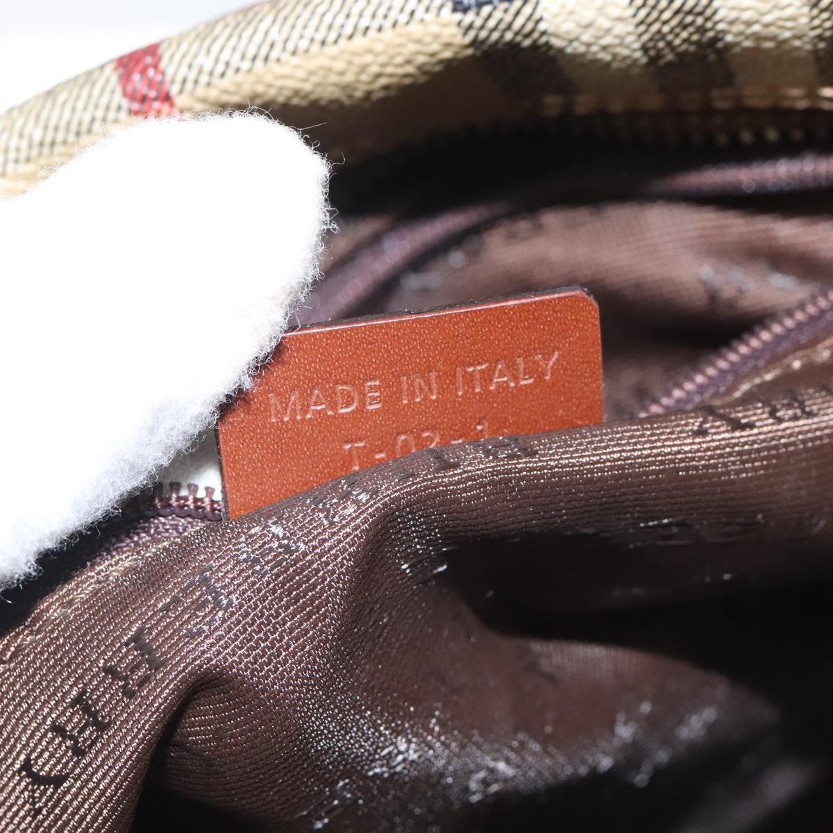 BURBERRY Nova Check Shoulder Bag PVC Beige Gold Auth 116326