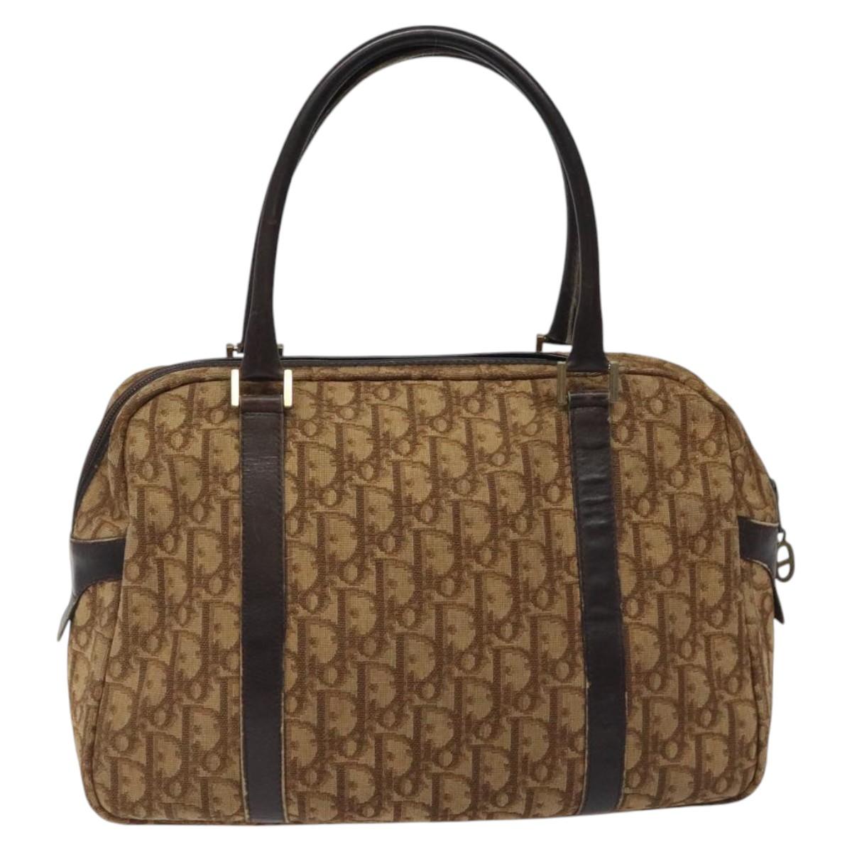 Christian Dior Trotter Canvas Hand Bag Brown Auth 116334