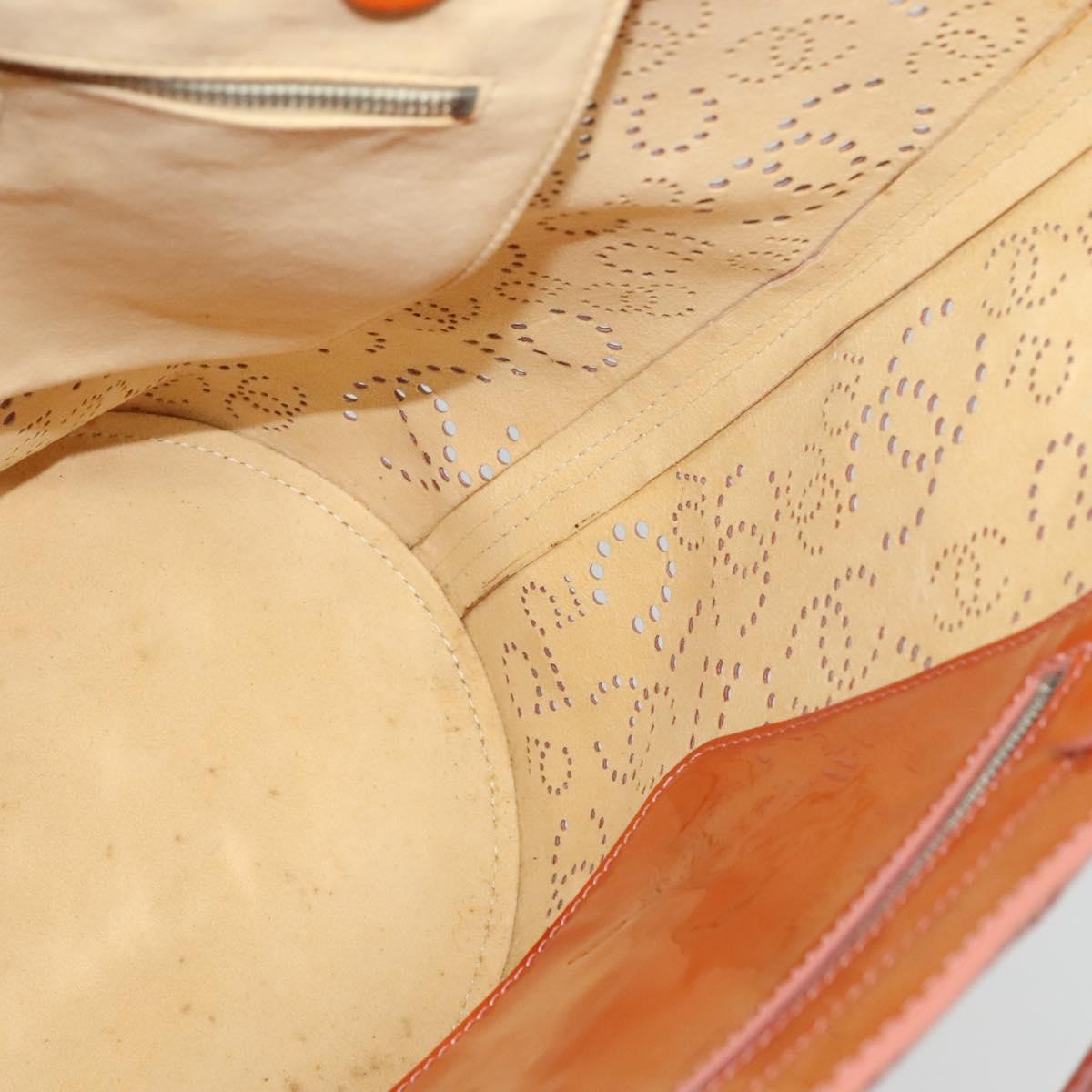 CHANEL Hand Bag Patent leather Orange CC Auth 116336