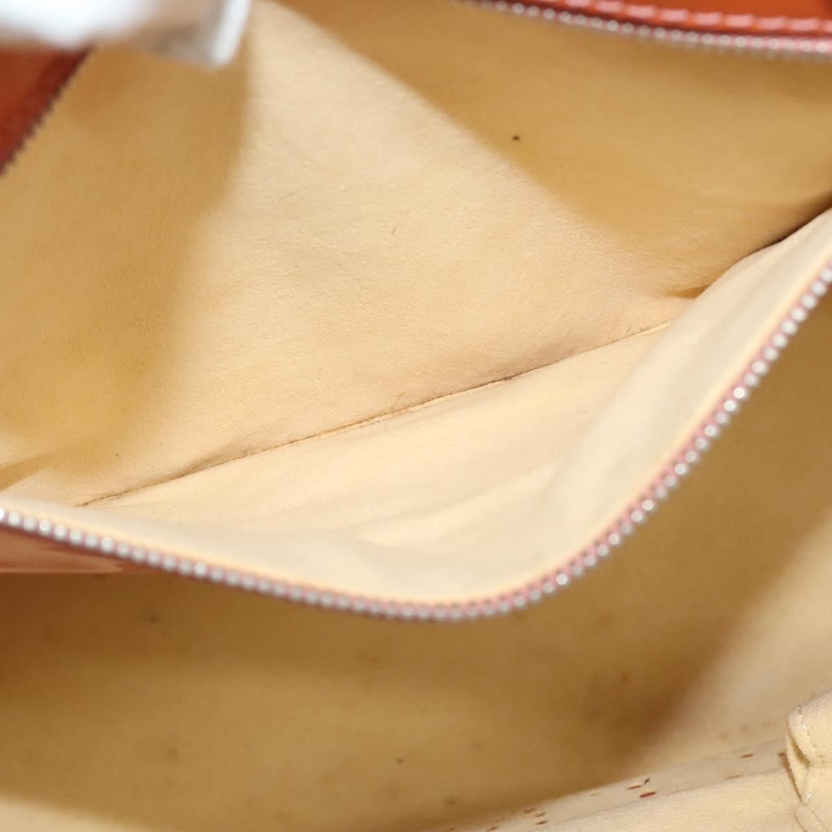 CHANEL Hand Bag Patent leather Orange CC Auth 116336