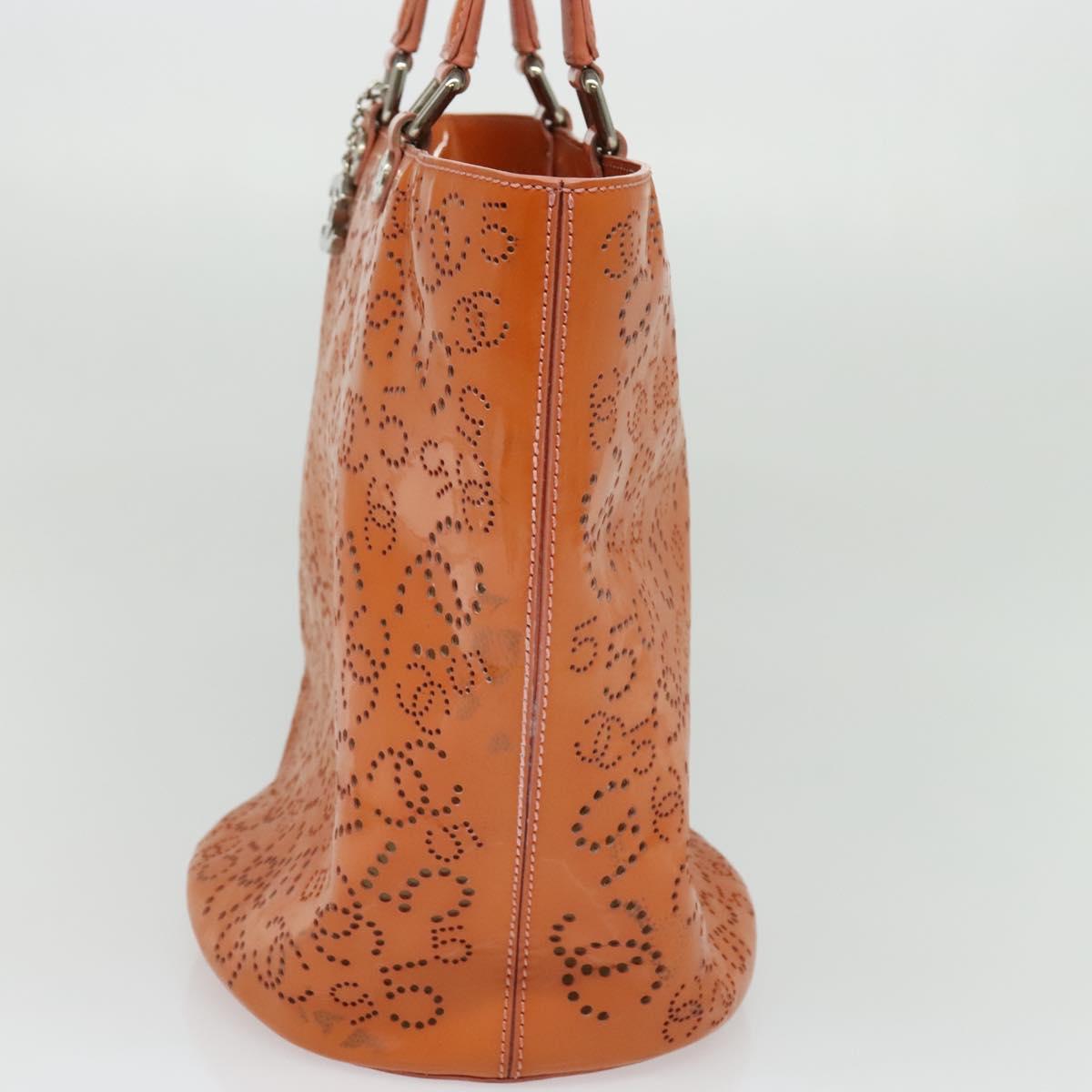 CHANEL Hand Bag Patent leather Orange CC Auth 116336