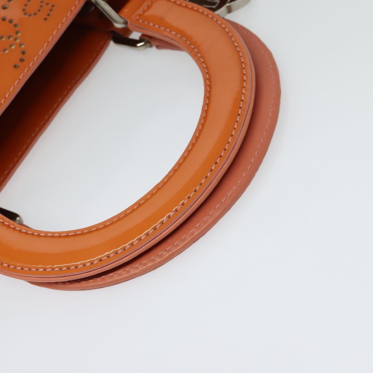 CHANEL Hand Bag Patent leather Orange CC Auth 116336