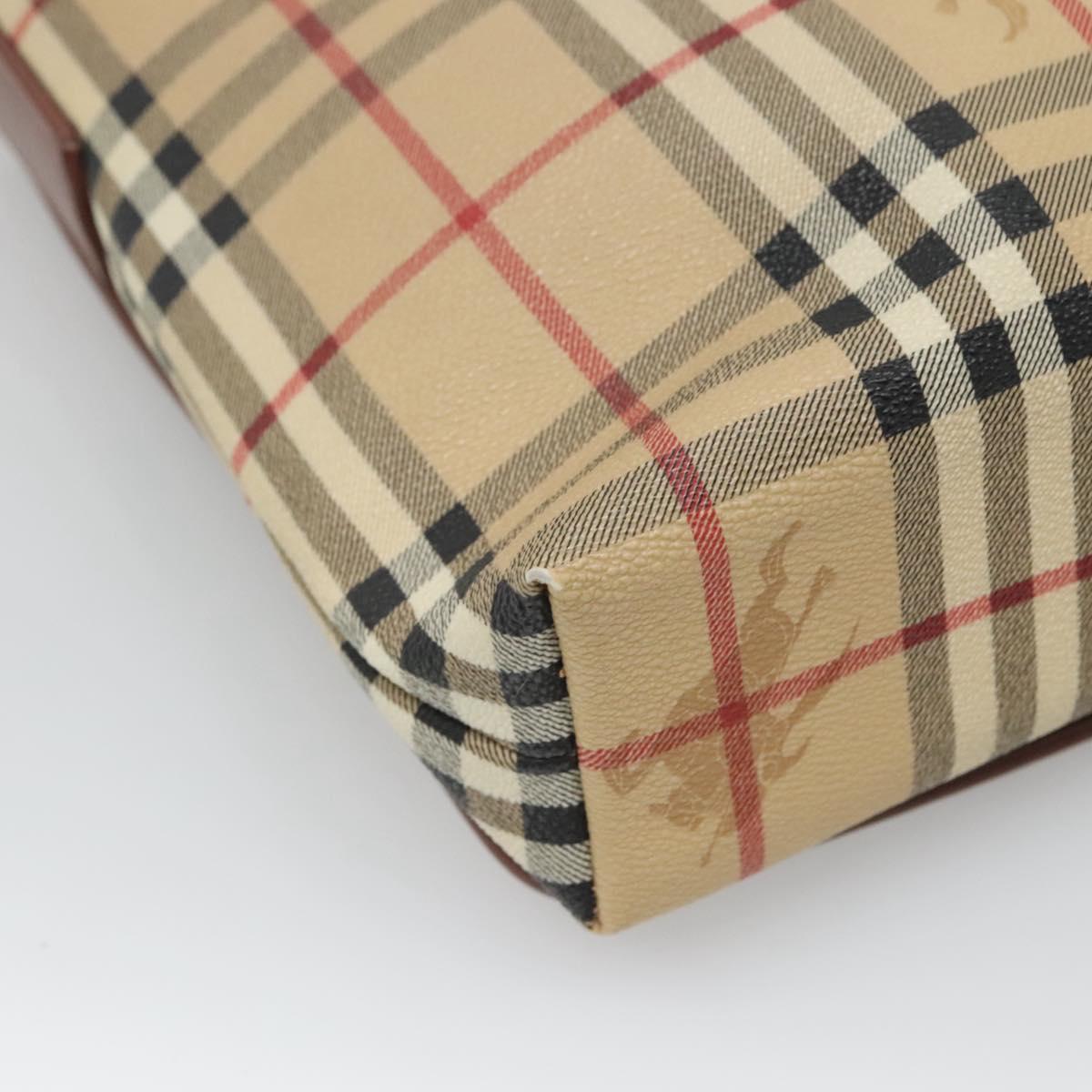 BURBERRY Nova Check Shoulder Bag PVC Leather Beige Auth 116339