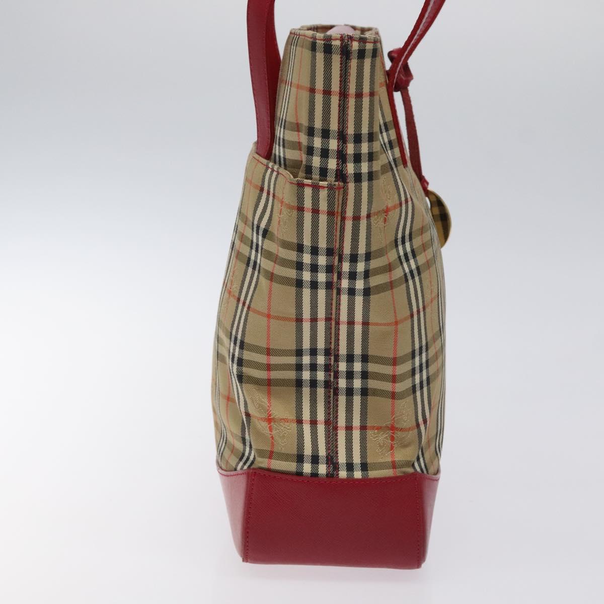 Burberrys Nova Check Tote Bag Canvas Beige Gold Auth 116349