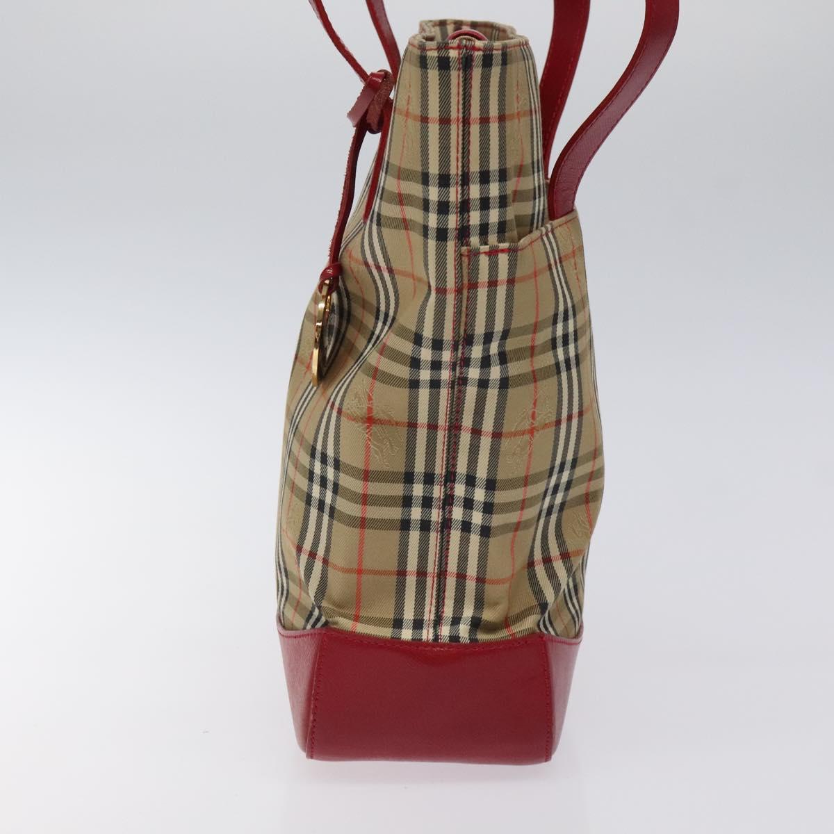 Burberrys Nova Check Tote Bag Canvas Beige Gold Auth 116349