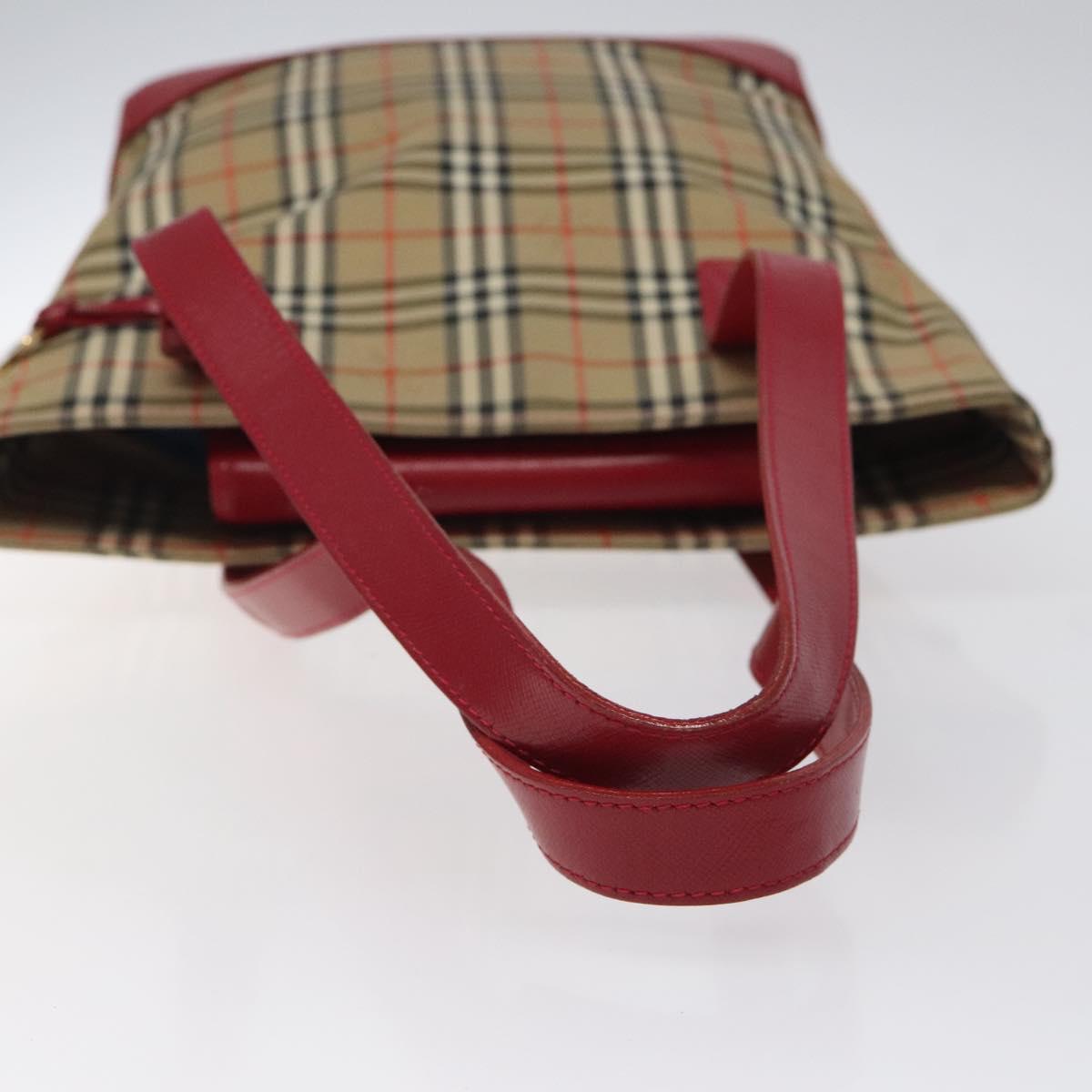 Burberrys Nova Check Tote Bag Canvas Beige Gold Auth 116349