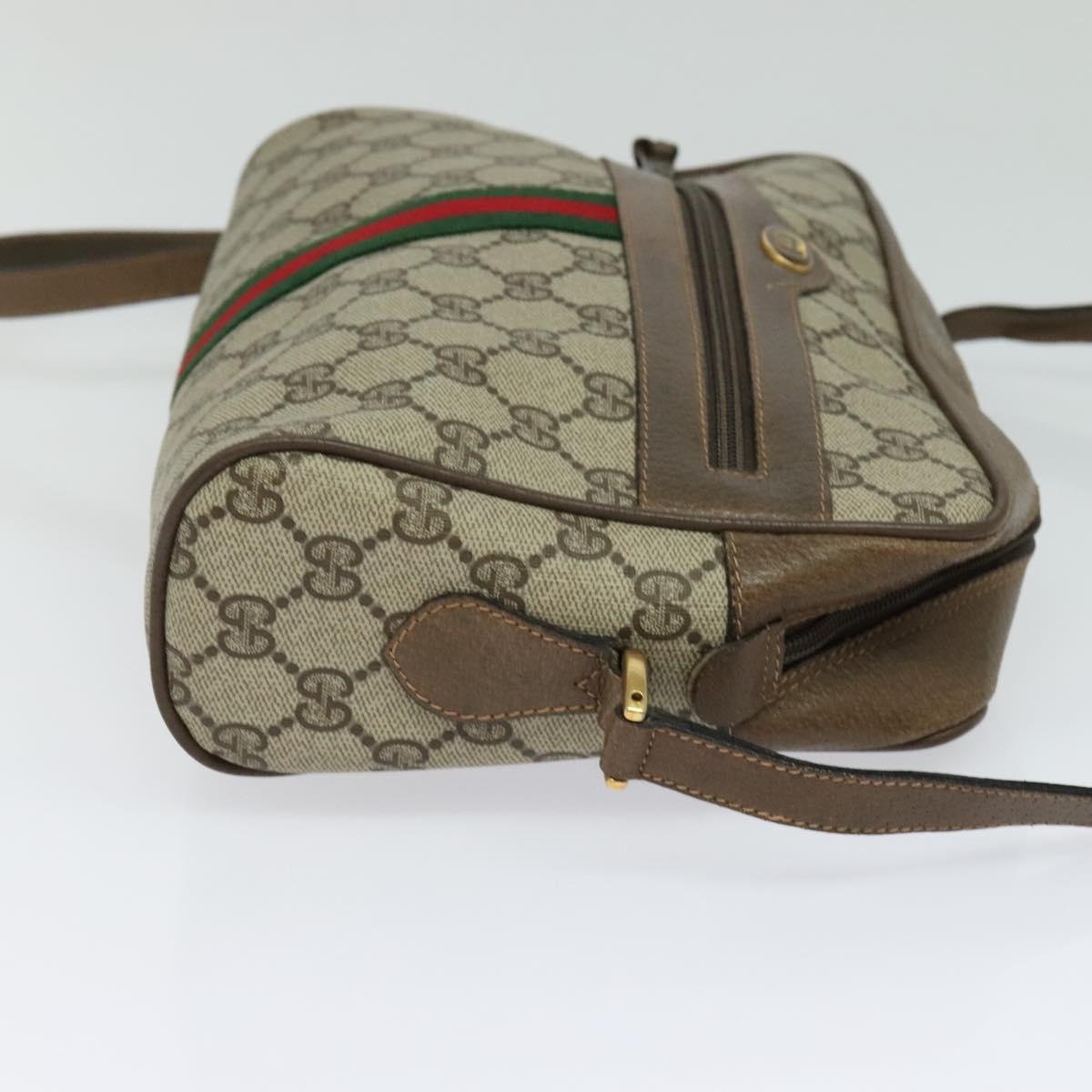 GUCCI GG Supreme Web Sherry Line Shoulder Bag PVC Beige 56 02 005 Auth 116354