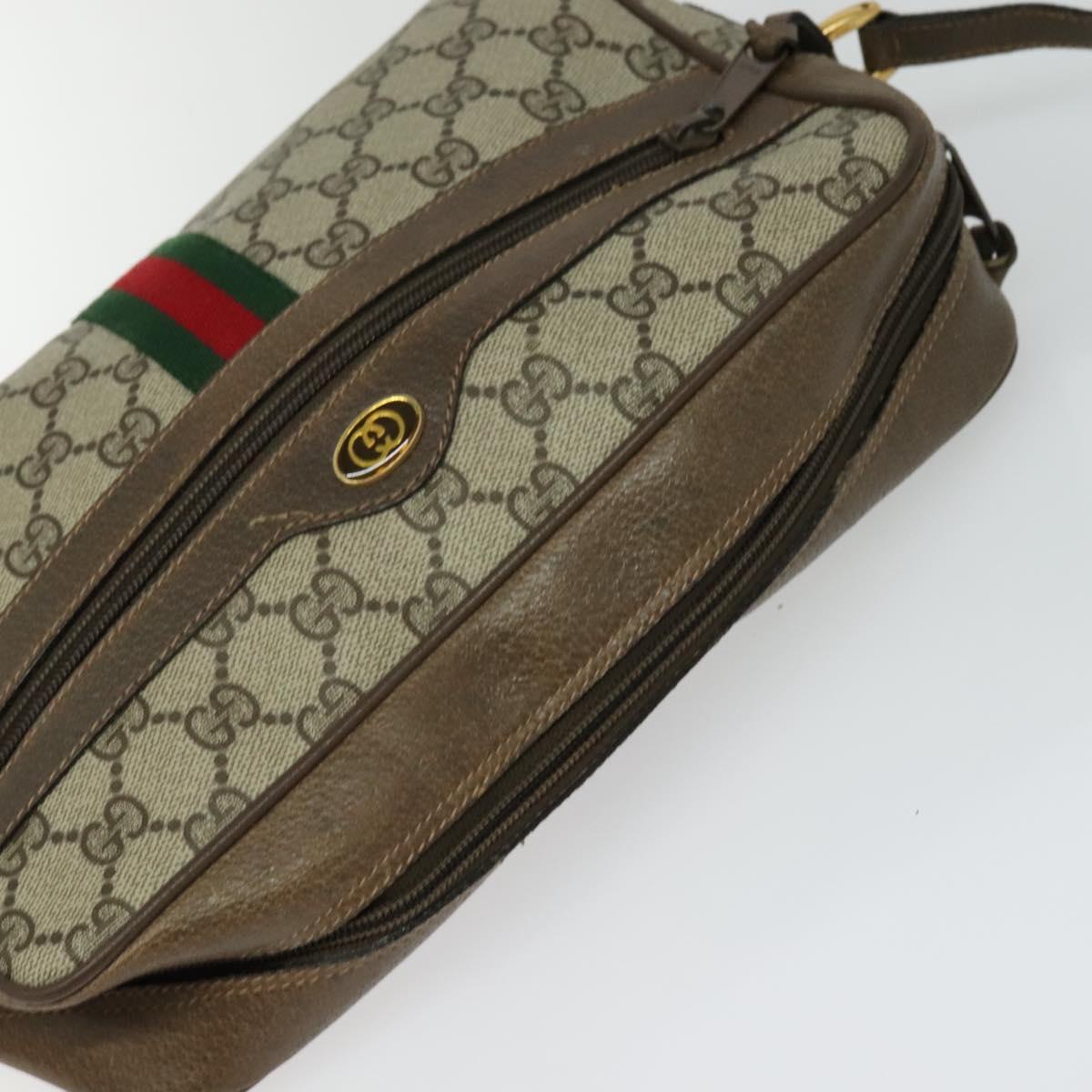 GUCCI GG Supreme Web Sherry Line Shoulder Bag PVC Beige 56 02 005 Auth 116354