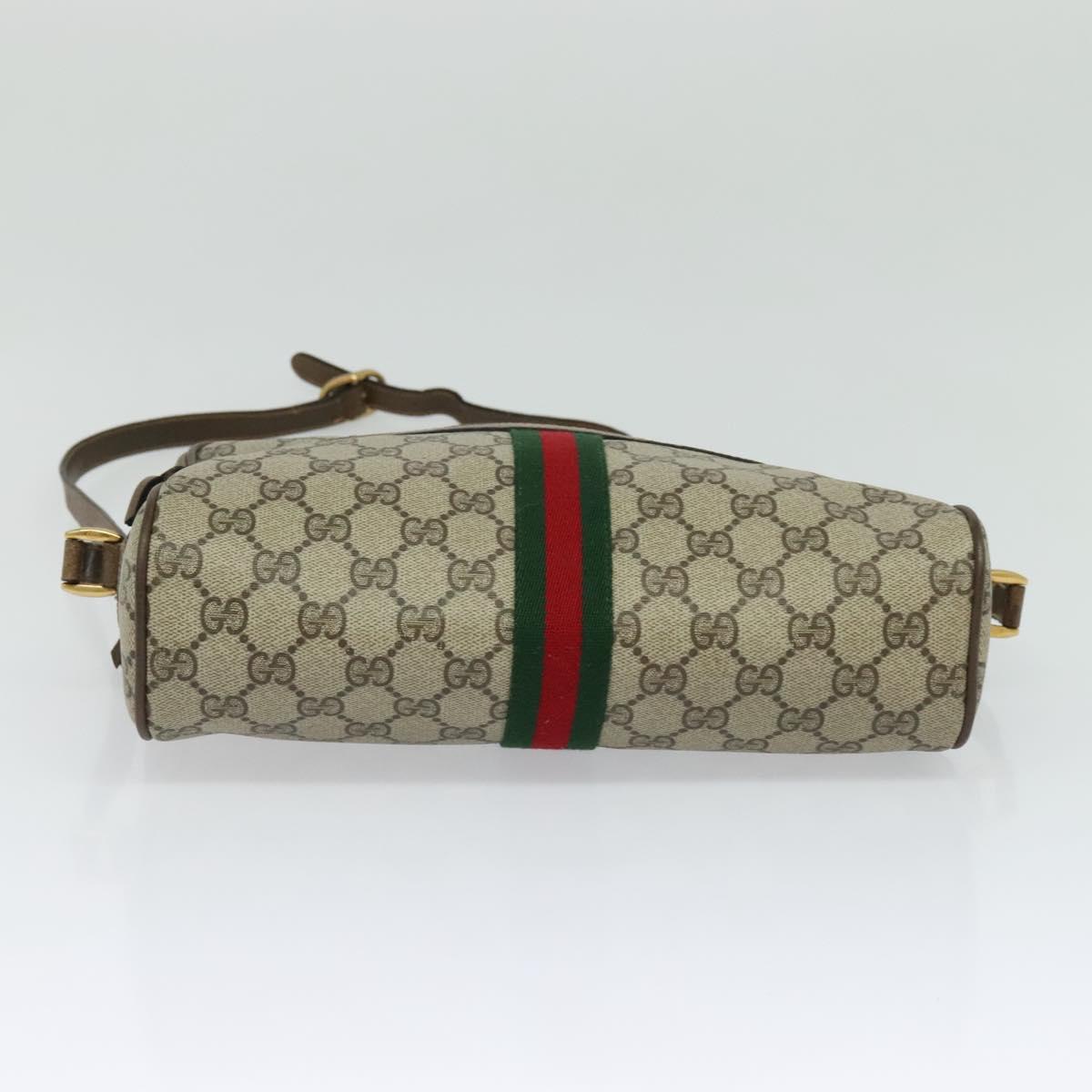 GUCCI GG Supreme Web Sherry Line Shoulder Bag PVC Beige 56 02 005 Auth 116354