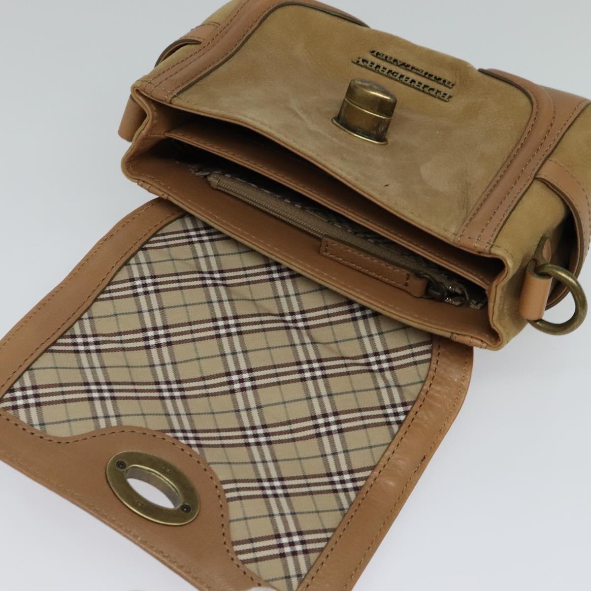 BURBERRY Blue Label Hand Bag Suede Leather 2way Beige Auth 116361