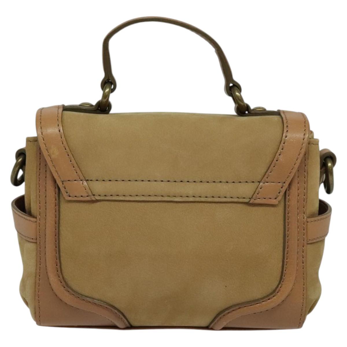 BURBERRY Blue Label Hand Bag Suede Leather 2way Beige Auth 116361