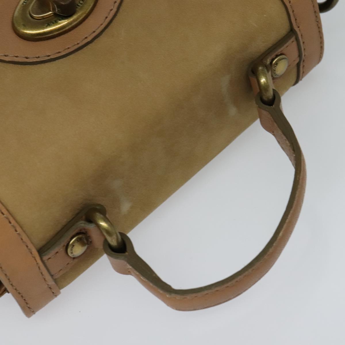 BURBERRY Blue Label Hand Bag Suede Leather 2way Beige Auth 116361