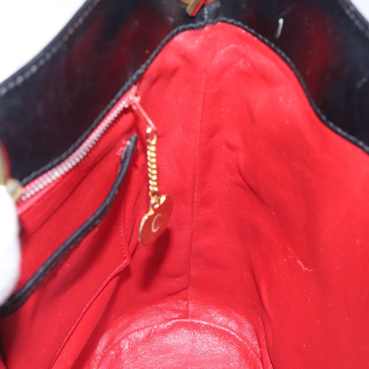 CELINE Shoulder Bag Leather Black Gold Auth 116371