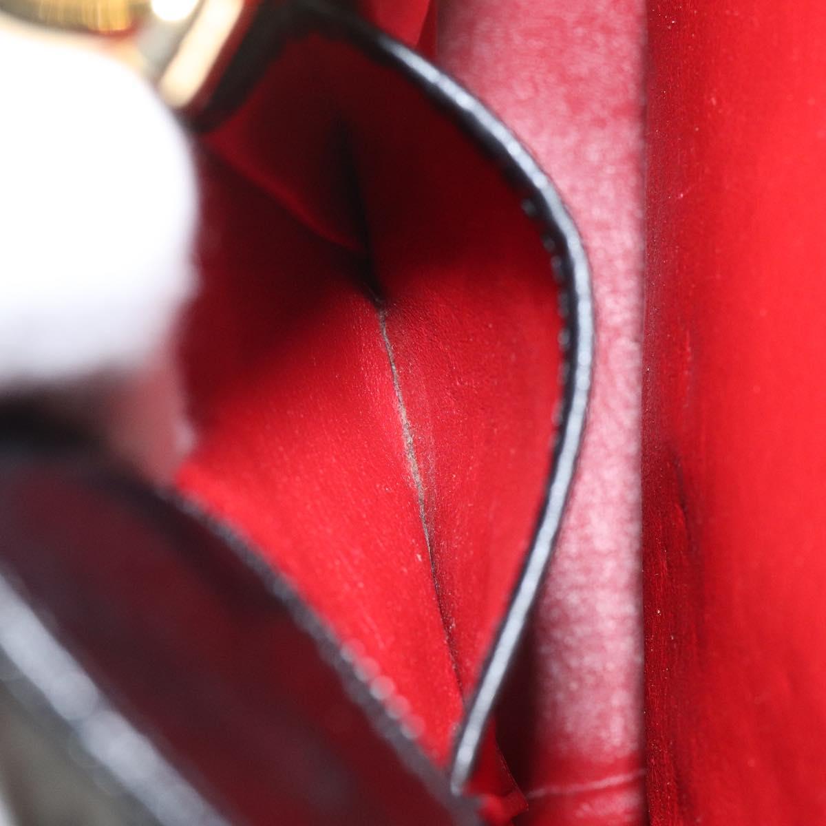 CELINE Shoulder Bag Leather Black Gold Auth 116371