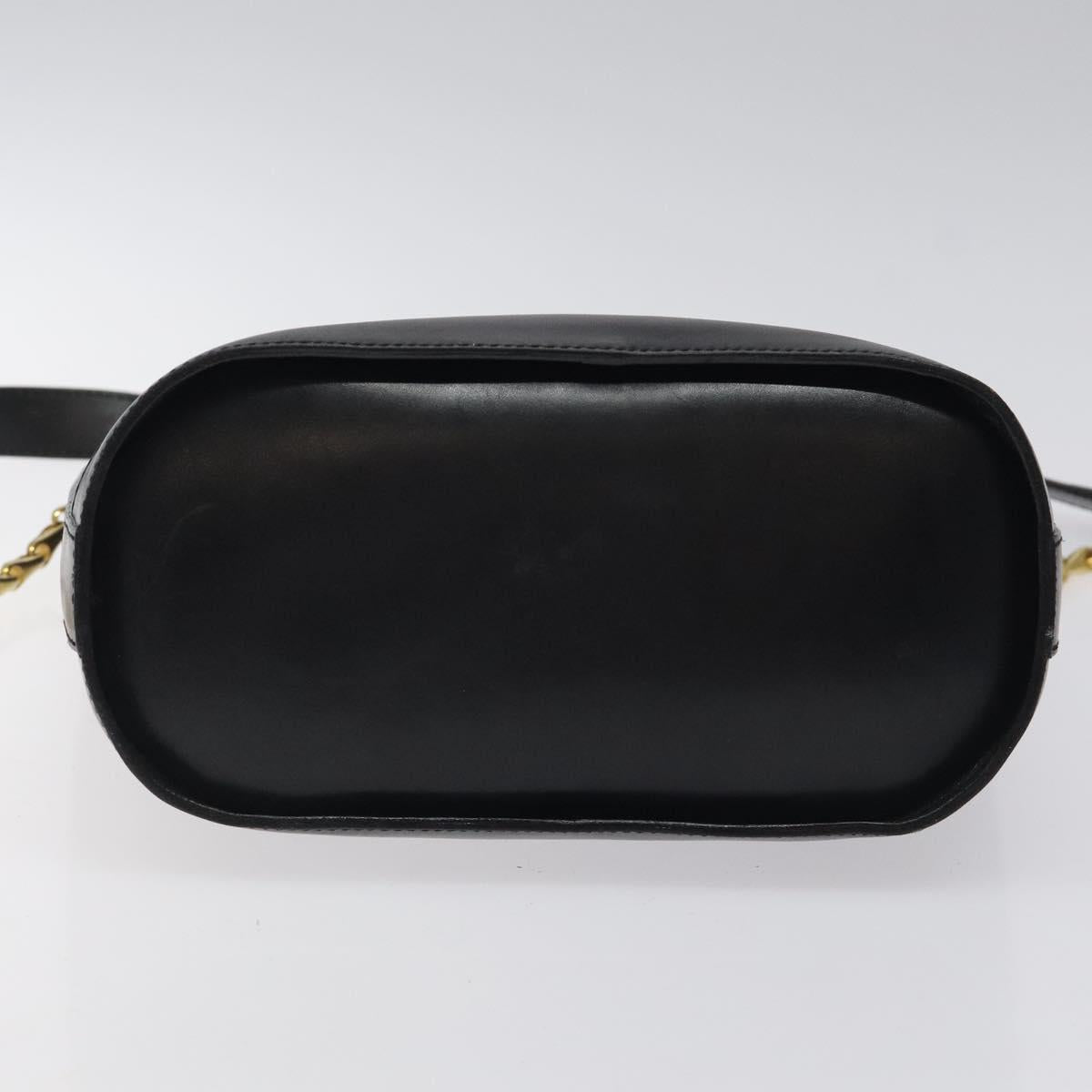 CELINE Shoulder Bag Leather Black Gold Auth 116371