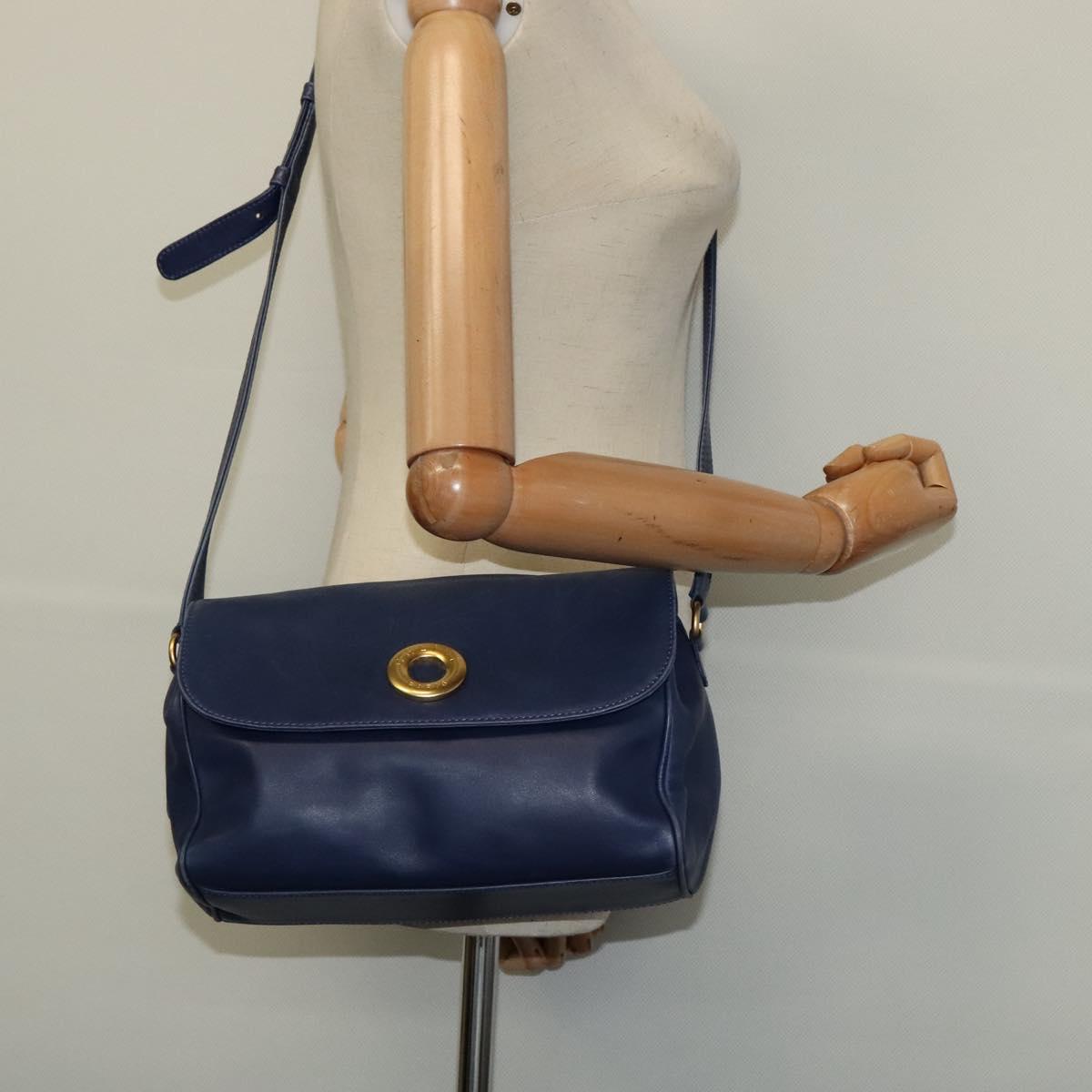 CELINE Shoulder Bag Leather Navy Auth 116384