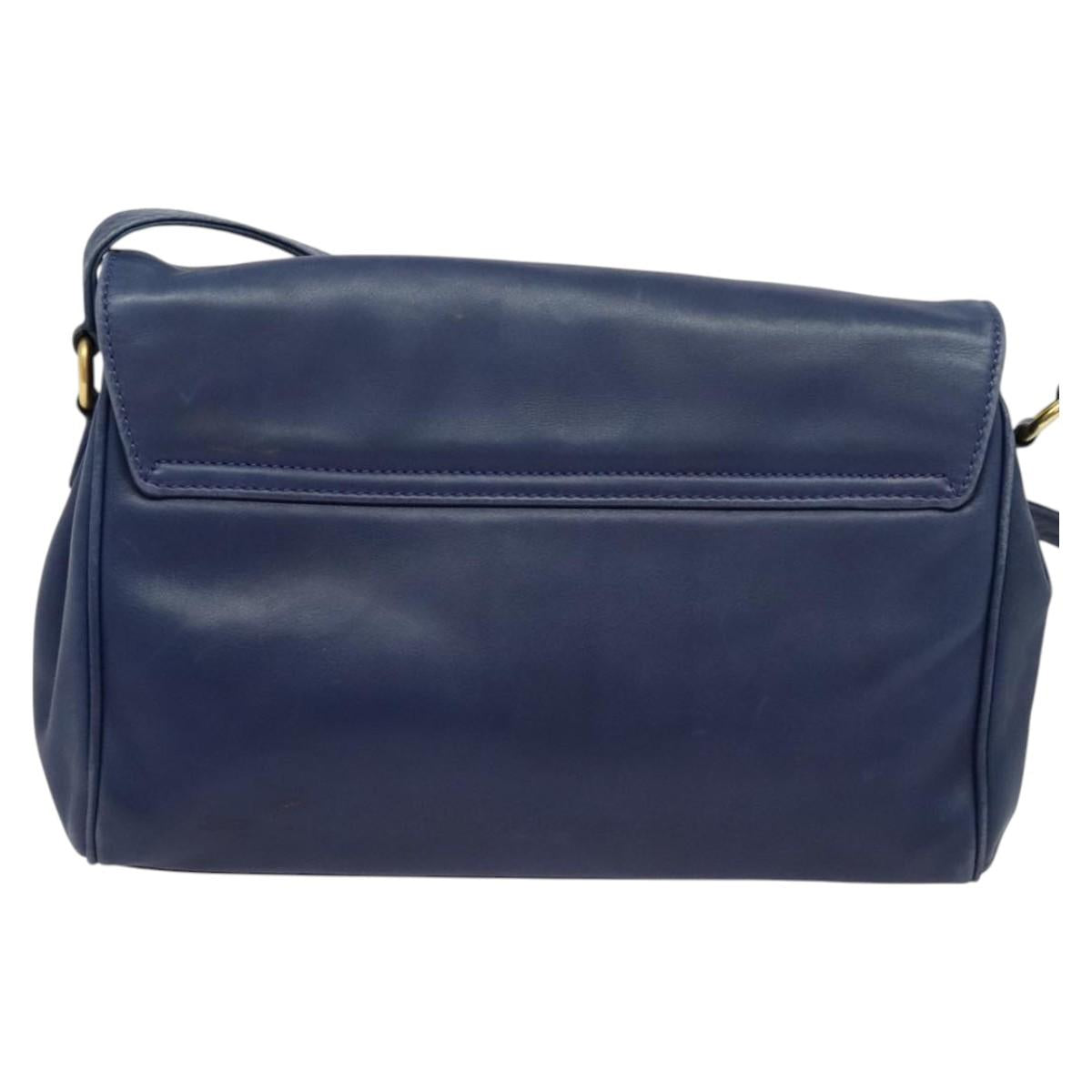 CELINE Shoulder Bag Leather Navy Auth 116384