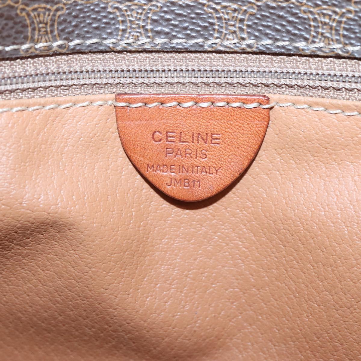 CELINE Macadam Canvas Shoulder Bag PVC Leather Brown Gold Auth 116385