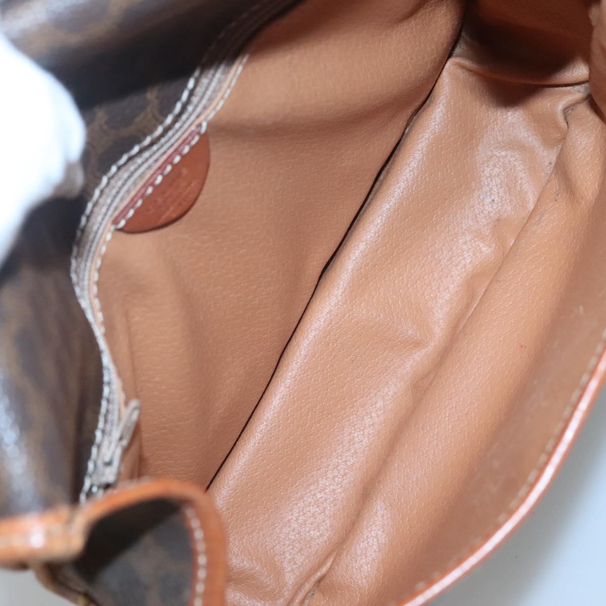 CELINE Macadam Canvas Shoulder Bag PVC Leather Brown Gold Auth 116385