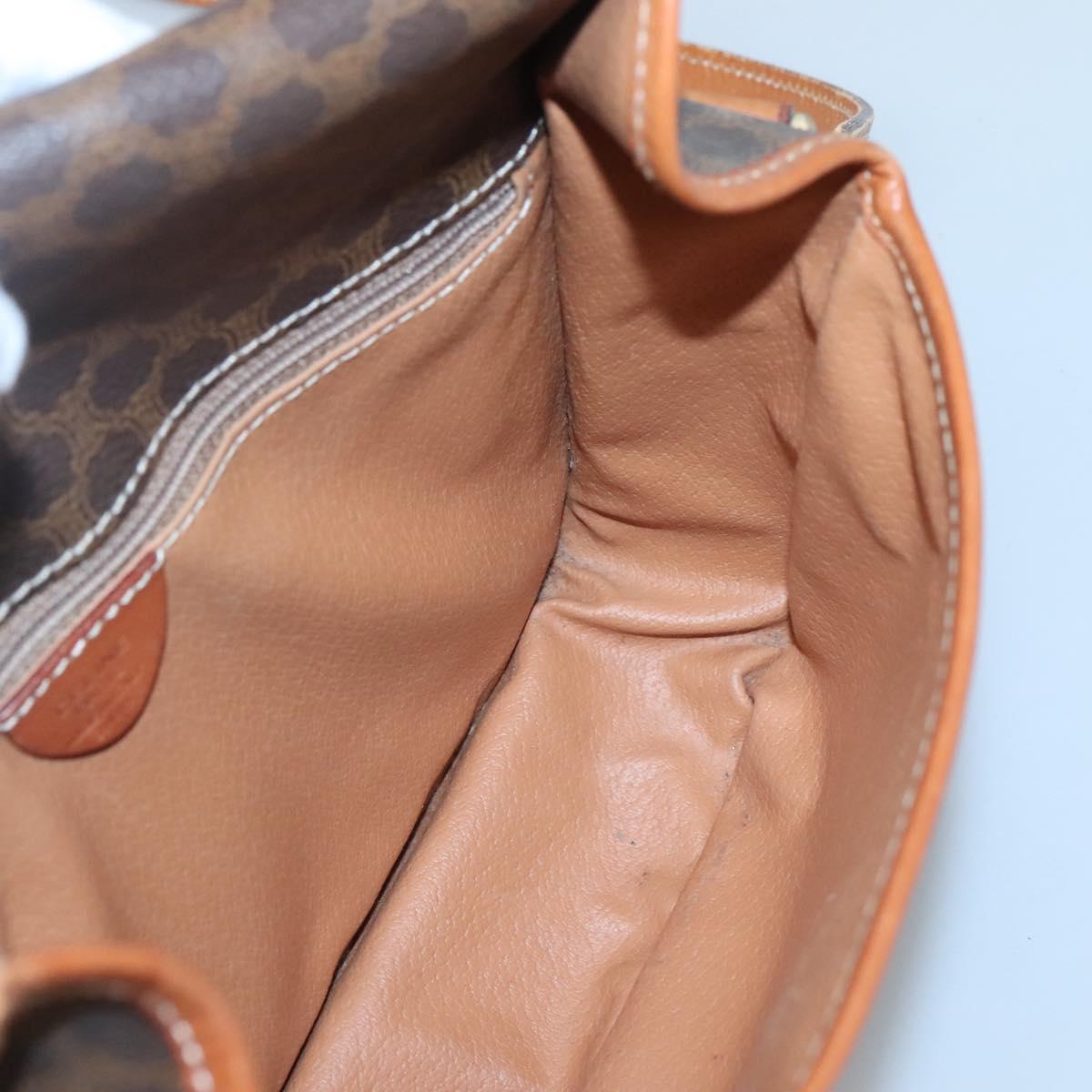 CELINE Macadam Canvas Shoulder Bag PVC Leather Brown Gold Auth 116385