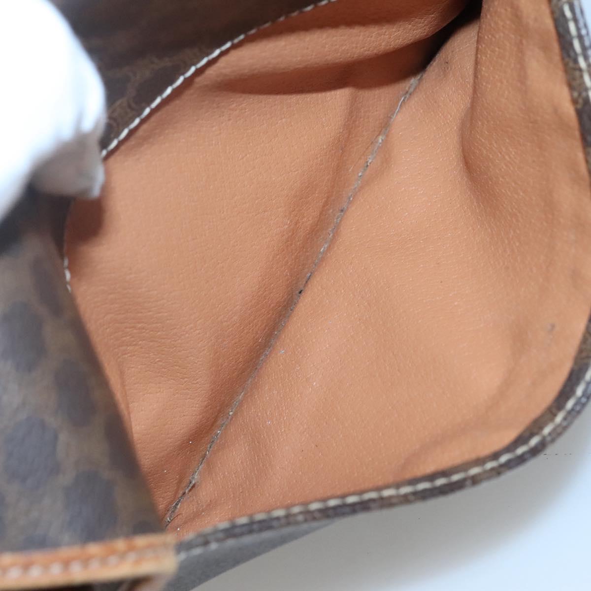 CELINE Macadam Canvas Shoulder Bag PVC Leather Brown Gold Auth 116385