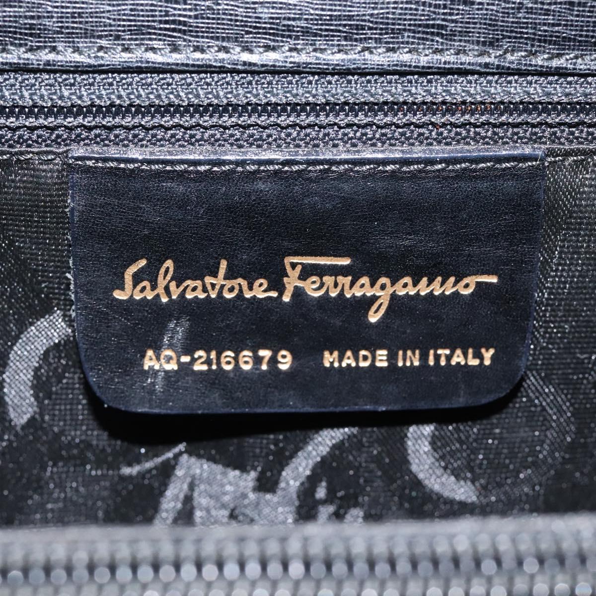 Salvatore Ferragamo Shoulder Bag Leather Black Gold Auth 116392