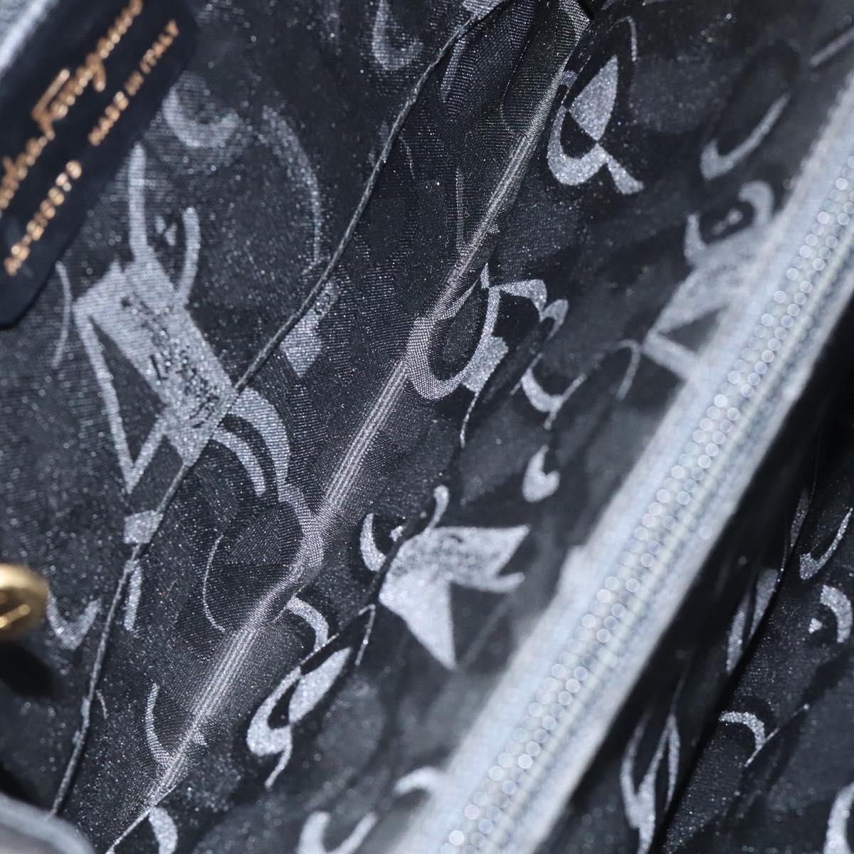 Salvatore Ferragamo Shoulder Bag Leather Black Gold Auth 116392